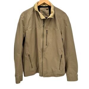 LL Bean Chore Coat Mens Large Khaki Tan Pine Ridge Fleece Insulated Full Zip